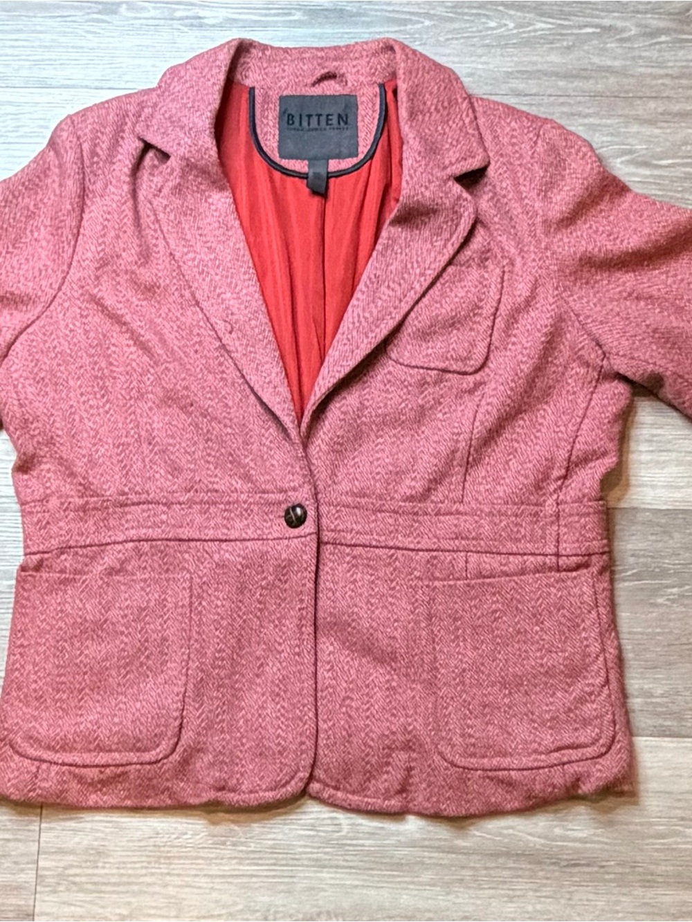 Bitten by Sarah Jessica Parker Rose-Pink Herringbone Single-Button Blazer